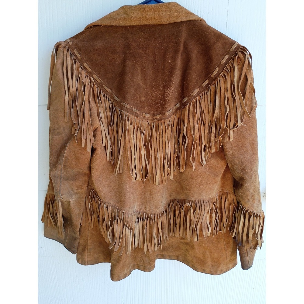 Pioneer Wear Western, Cowgirl Fringed Leather Suede Coat 16 Button Up Women - Picture 8 of 10